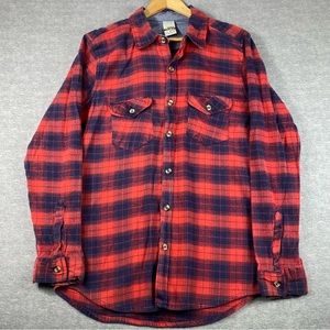 Open Trails Mens Red/Blue Buffalo CHeck Long Sleeve Button Down Shirt Size M‎